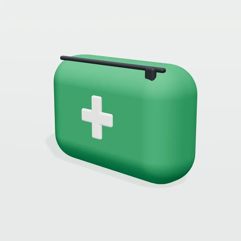 Ilustración genérica de botiquín de viaje; no es una foto del modelo Lifesystems Trek First Aid Kit.