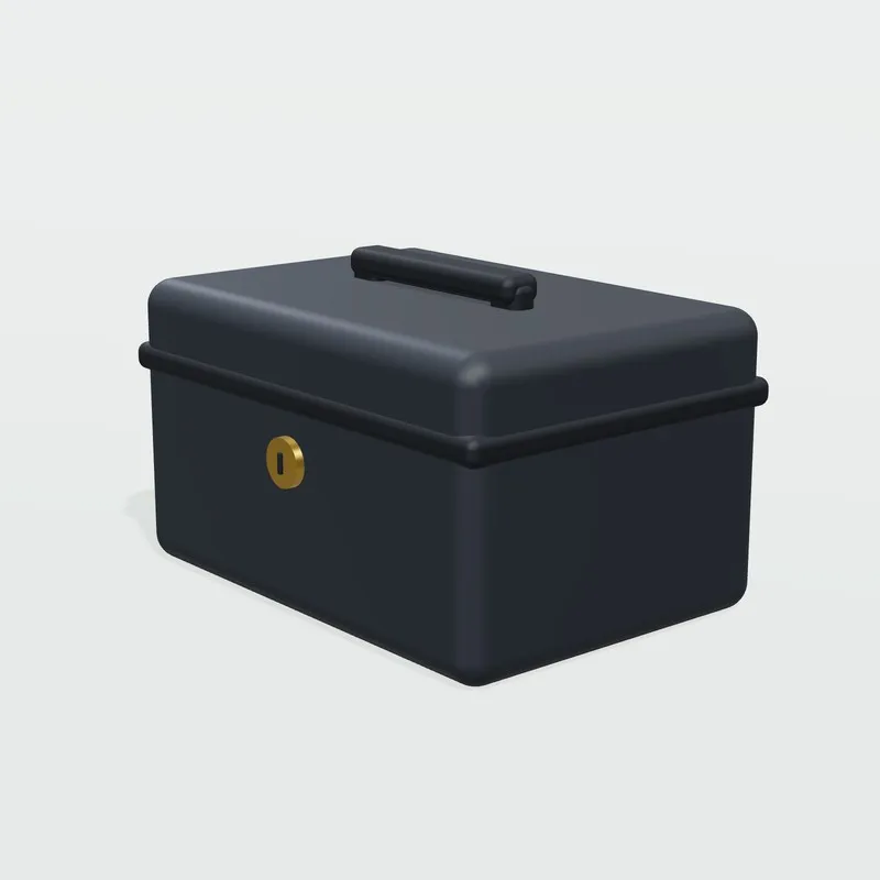 Ilustración genérica de caja ignífuga y resistente al agua; no es una foto del modelo Master Lock LCHW20101.