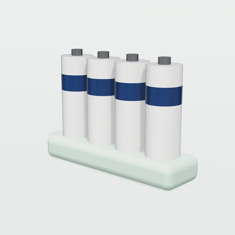 Ilustración genérica de pilas recargables; no es una foto del modelo Panasonic eneloop AA (pack de 4).