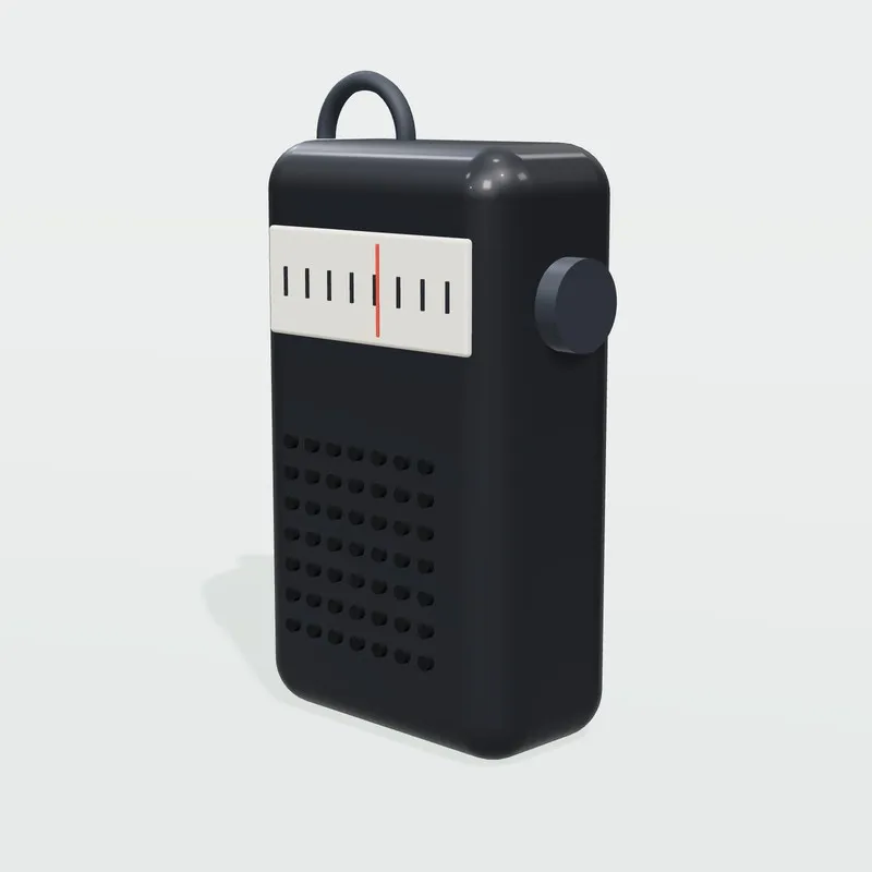 Ilustración genérica de radio de bolsillo; no es una foto del modelo Sony ICF-P26.