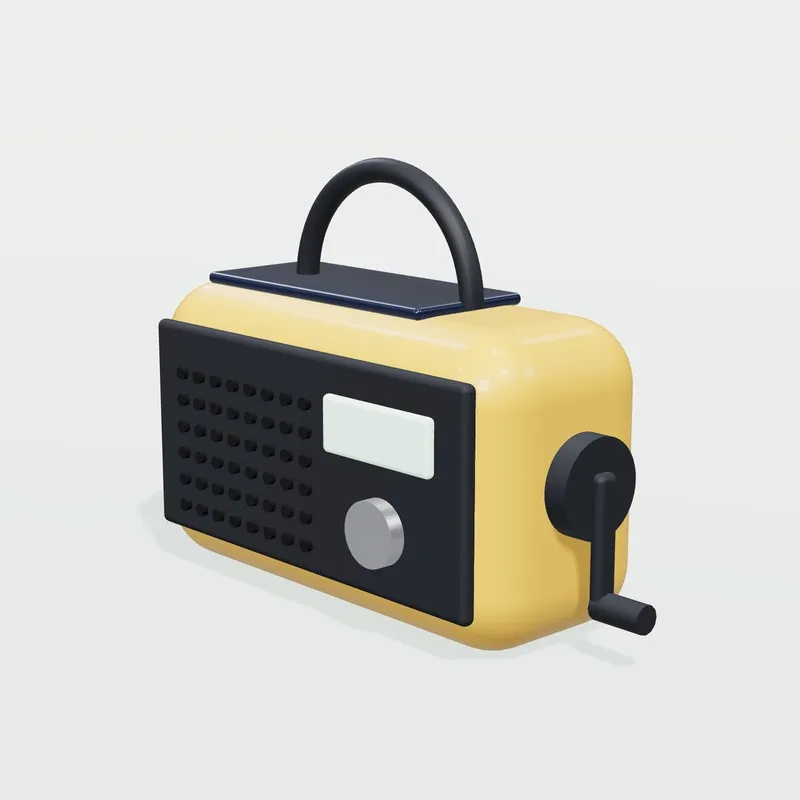 Ilustración genérica de radio de manivela; no es una foto del modelo Sangean MMR-88 (AM/FM).